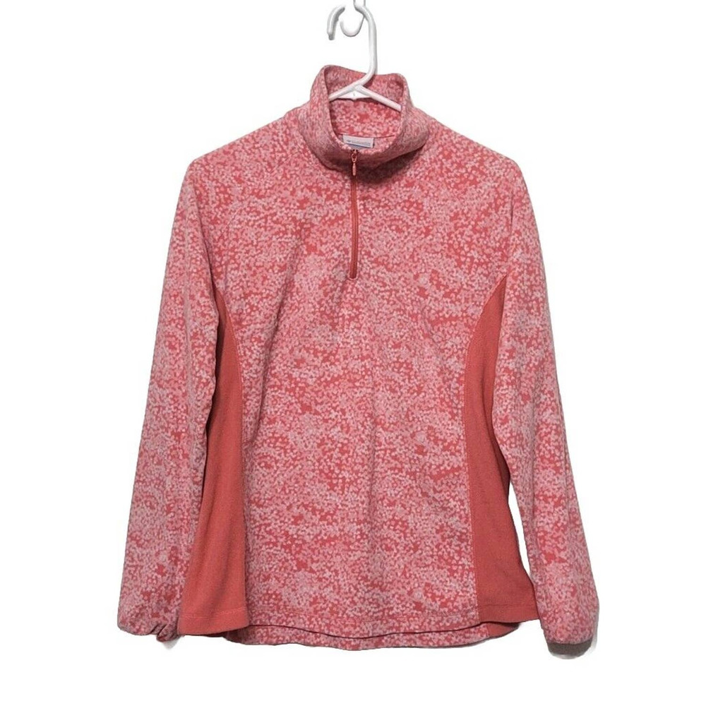 Columbia Pink 1/4 Zip Fleece Pullover Jacket Womens Size L Outdoors Hiking
